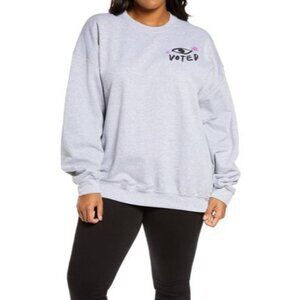 NWT BP Women's Gray "I Voted" Graphic Sweatshirt Crewneck Cotton Blend Size Smal